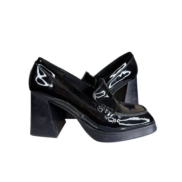 Alohas Take Off Black Patent Leather Loafers 90mm Heel Size 11 US / 41 EU - Picture 7 of 13